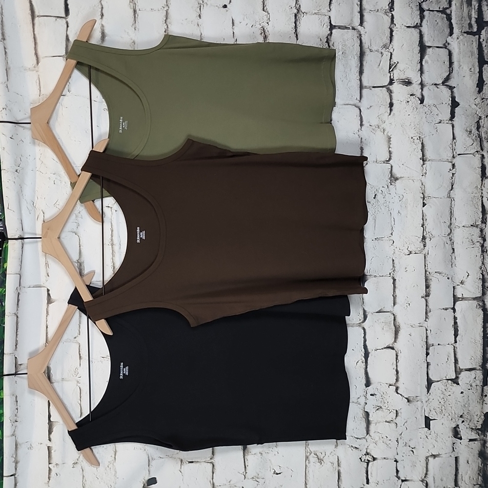 Set of 3 Ribbed Tank Tops